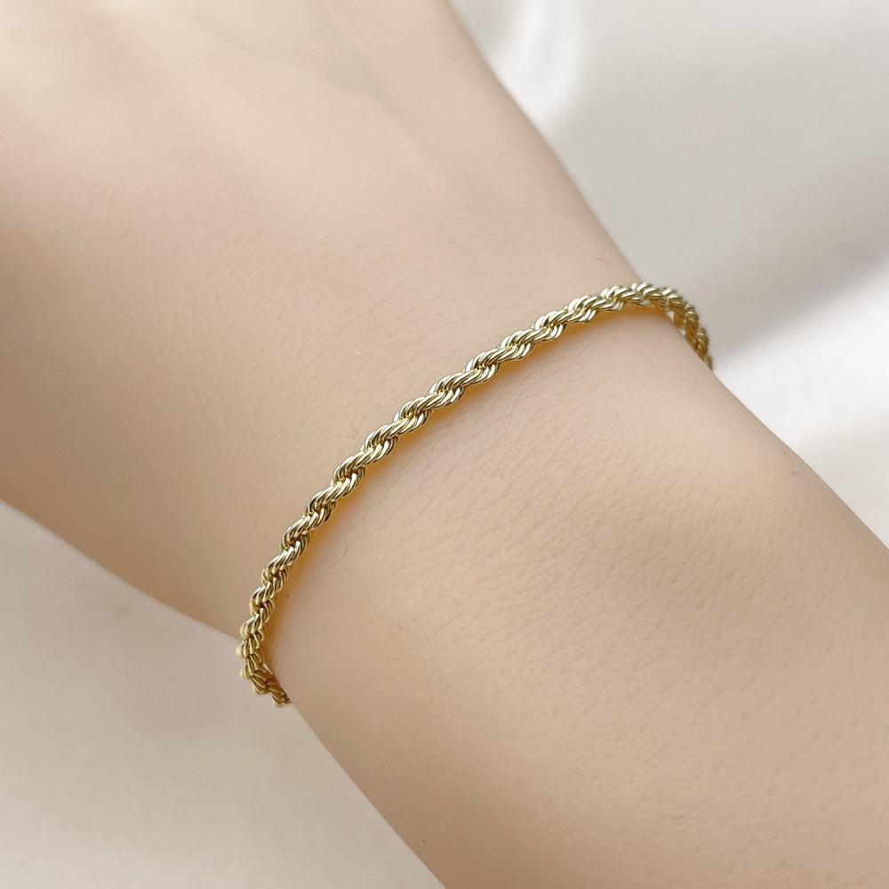 Oro Laminado Basic Bracelet, Gold Filled Style Rope Design, Polished, Golden Finish
