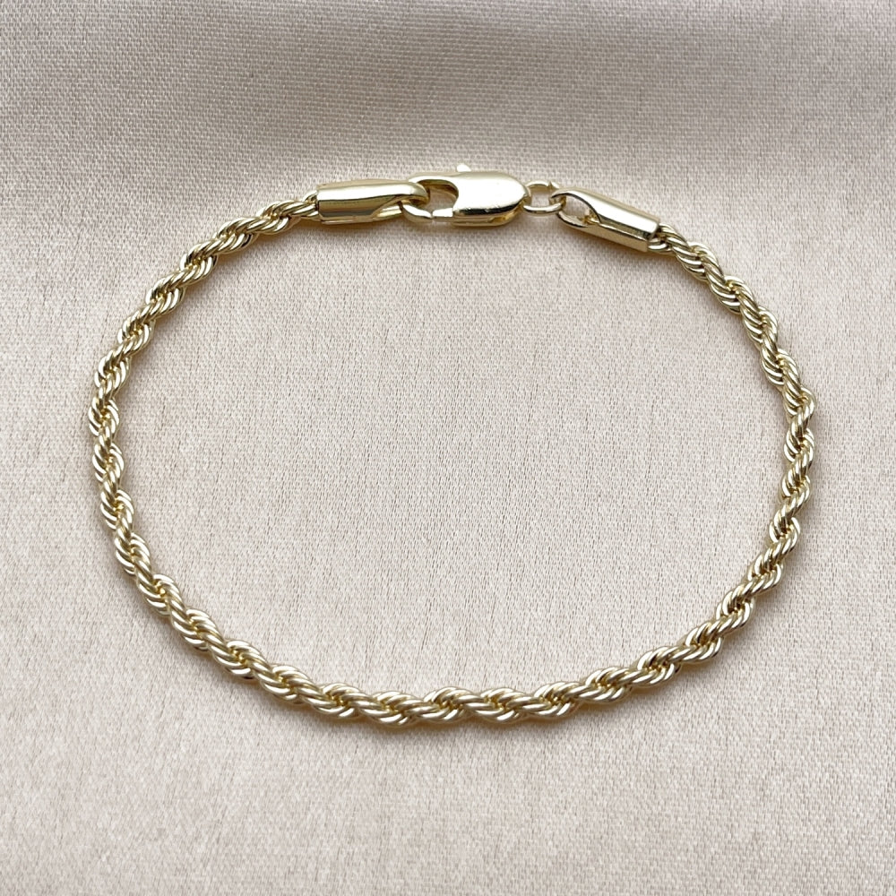 Oro Laminado Basic Bracelet, Gold Filled Style Rope Design, Polished, Golden Finish