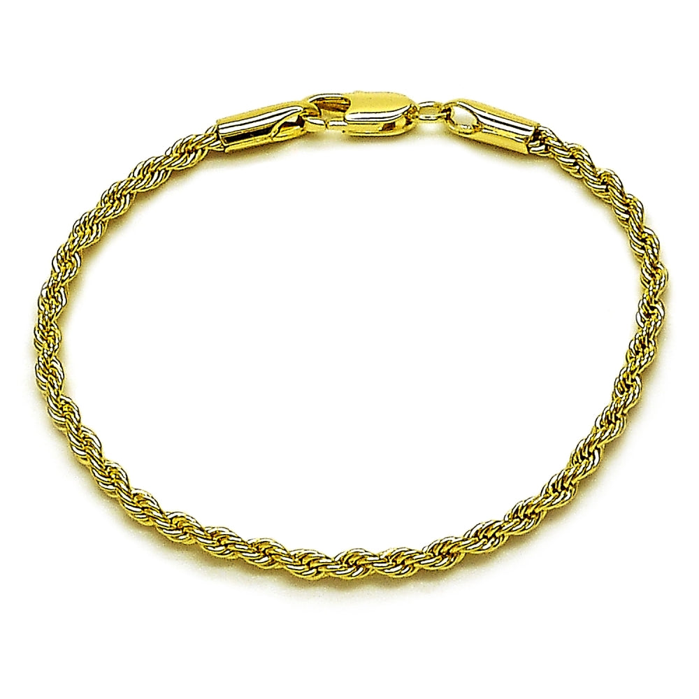 Oro Laminado Basic Bracelet, Gold Filled Style Rope Design, Polished, Golden Finish