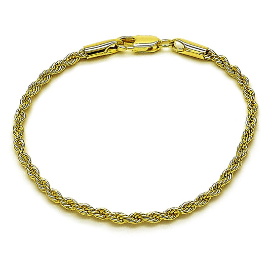 Oro Laminado Basic Bracelet, Gold Filled Style Rope Design, Polished, Golden Finish
