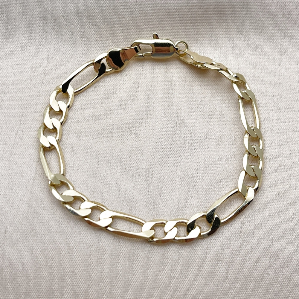 Oro Laminado Basic Bracelet, Gold Filled Style Figaro Design, Polished, Golden Finish