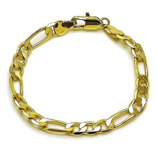 Oro Laminado Basic Bracelet, Gold Filled Style Figaro Design, Polished, Golden Finish