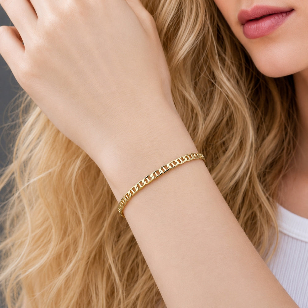 Oro Laminado Basic Bracelet, Gold Filled Style Mariner Design, Polished, Golden Finish