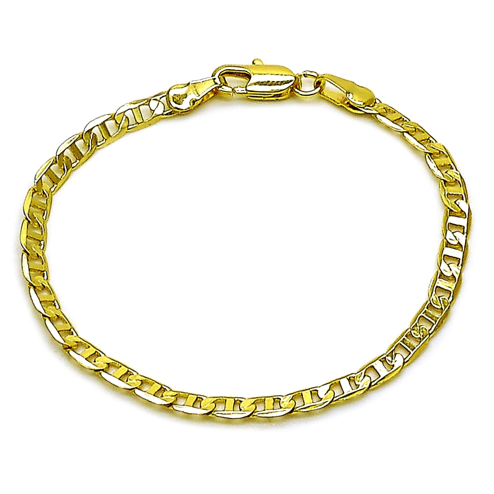 Oro Laminado Basic Bracelet, Gold Filled Style Mariner Design, Polished, Golden Finish