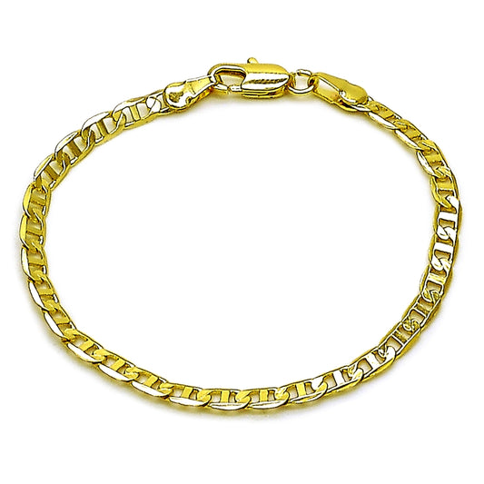 Oro Laminado Basic Bracelet, Gold Filled Style Mariner Design, Polished, Golden Finish