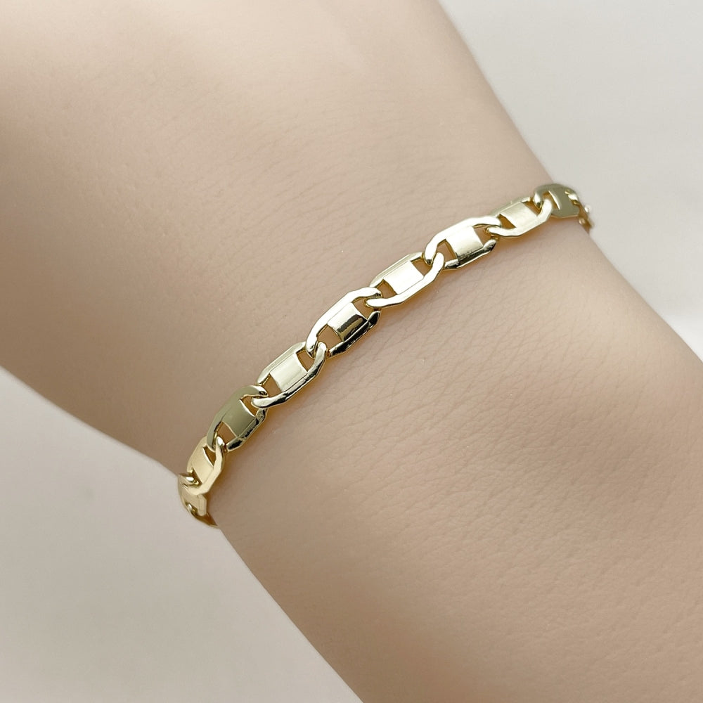 Oro Laminado Basic Bracelet, Gold Filled Style Mariner Design, Polished, Golden Finish