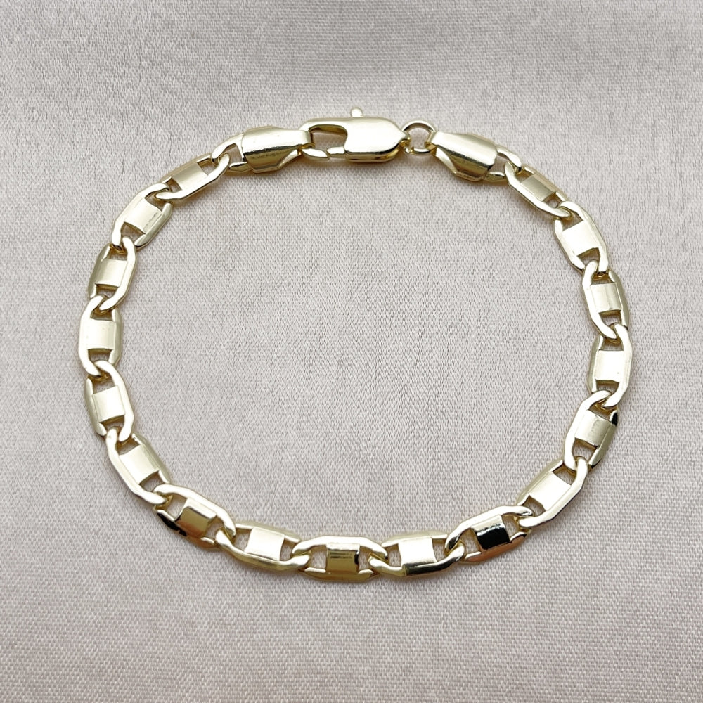 Oro Laminado Basic Bracelet, Gold Filled Style Mariner Design, Polished, Golden Finish