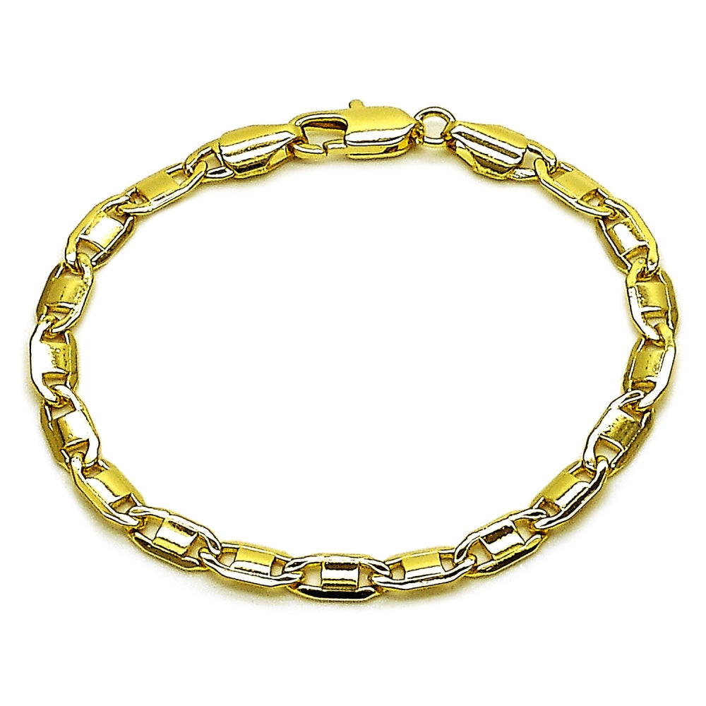 Oro Laminado Basic Bracelet, Gold Filled Style Mariner Design, Polished, Golden Finish