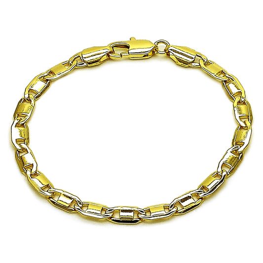 Oro Laminado Basic Bracelet, Gold Filled Style Mariner Design, Polished, Golden Finish