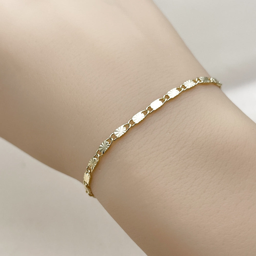 Oro Laminado Basic Anklet, Gold Filled Style Mariner Design, Diamond Cutting Finish, Golden Finish