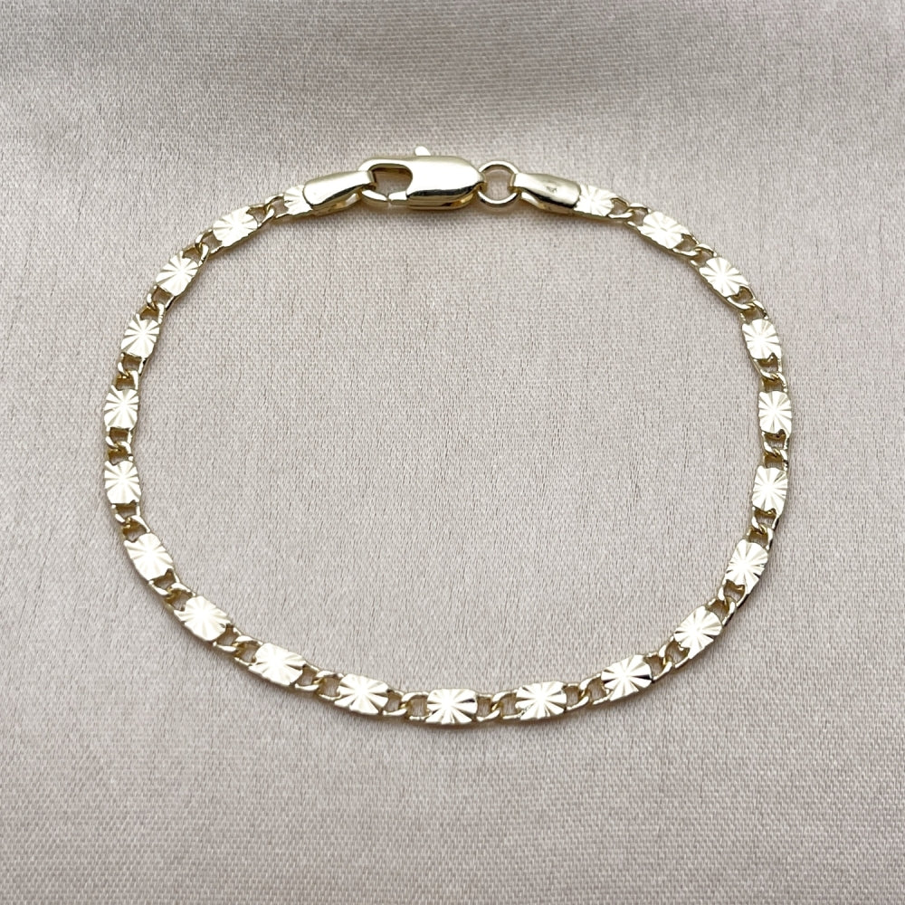 Oro Laminado Basic Anklet, Gold Filled Style Mariner Design, Diamond Cutting Finish, Golden Finish