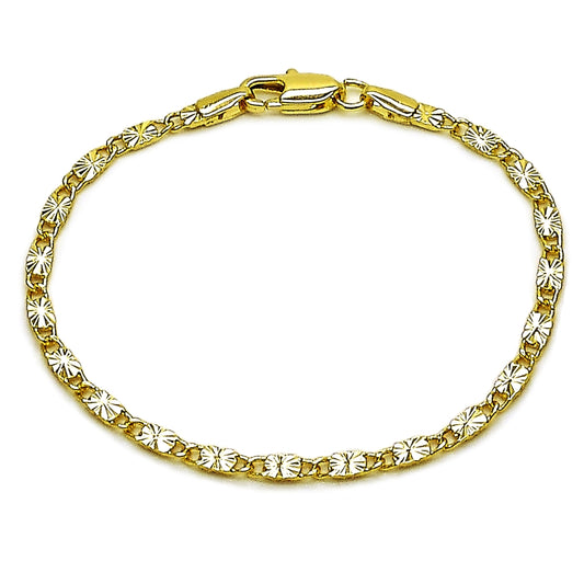 Oro Laminado Basic Anklet, Gold Filled Style Mariner Design, Diamond Cutting Finish, Golden Finish