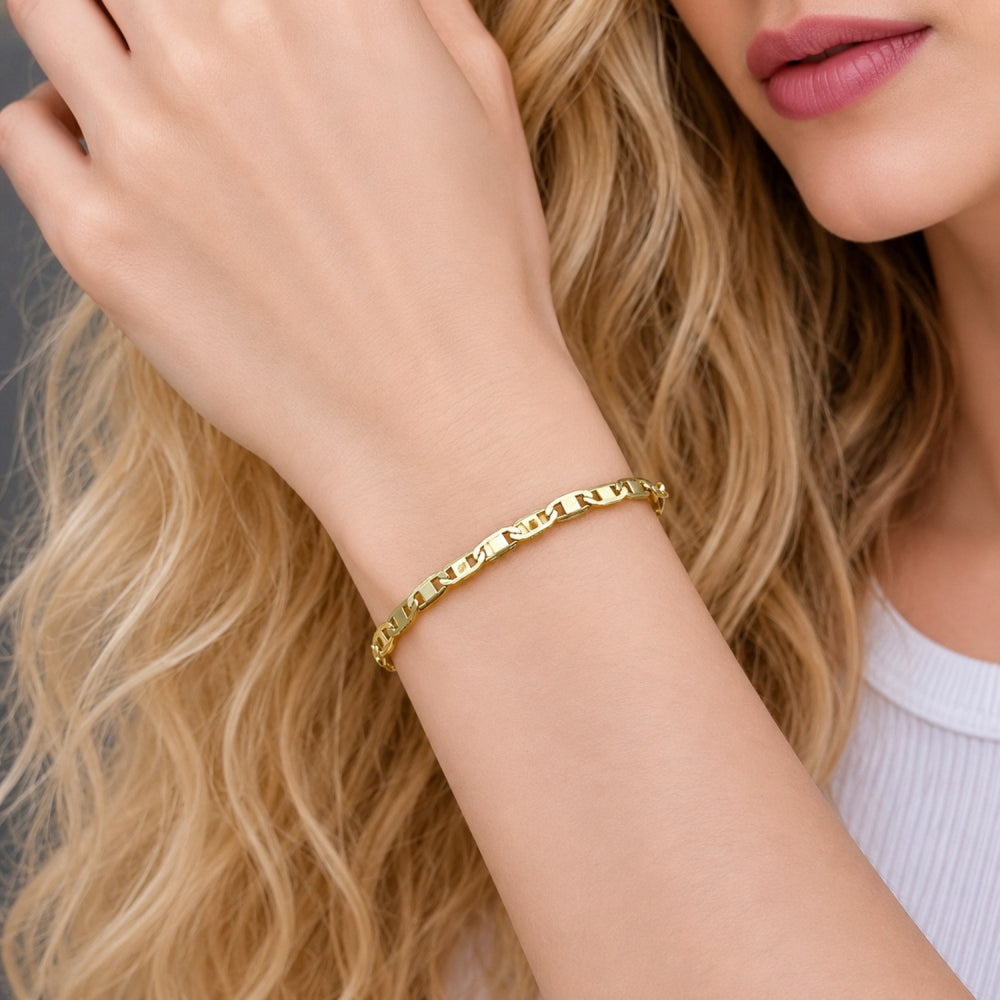 Oro Laminado Basic Bracelet, Gold Filled Style Mariner Design, Polished, Golden Finish