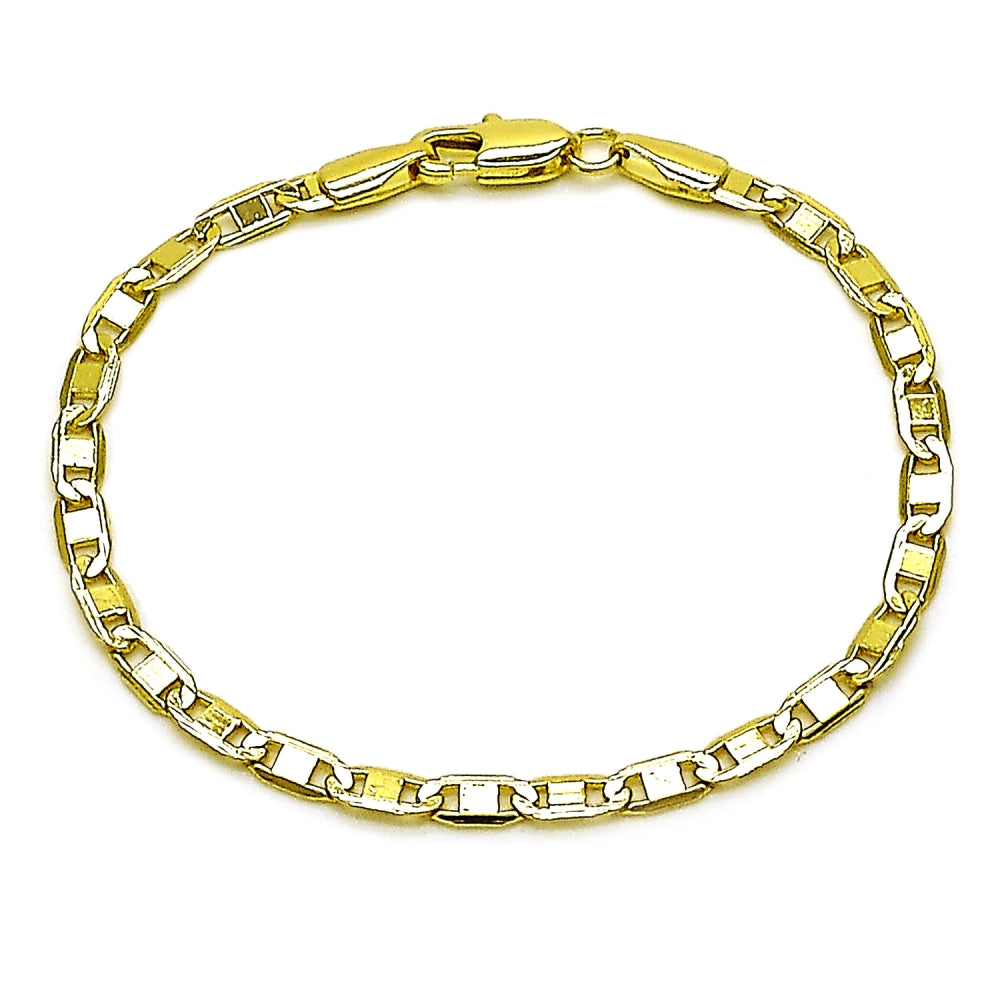 Oro Laminado Basic Bracelet, Gold Filled Style Mariner Design, Polished, Golden Finish