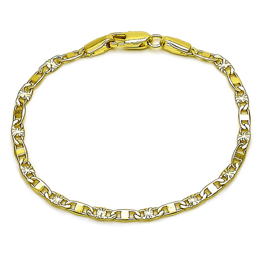 Oro Laminado Basic Bracelet, Gold Filled Style Mariner Design, Diamond Cutting Finish, Golden Finish