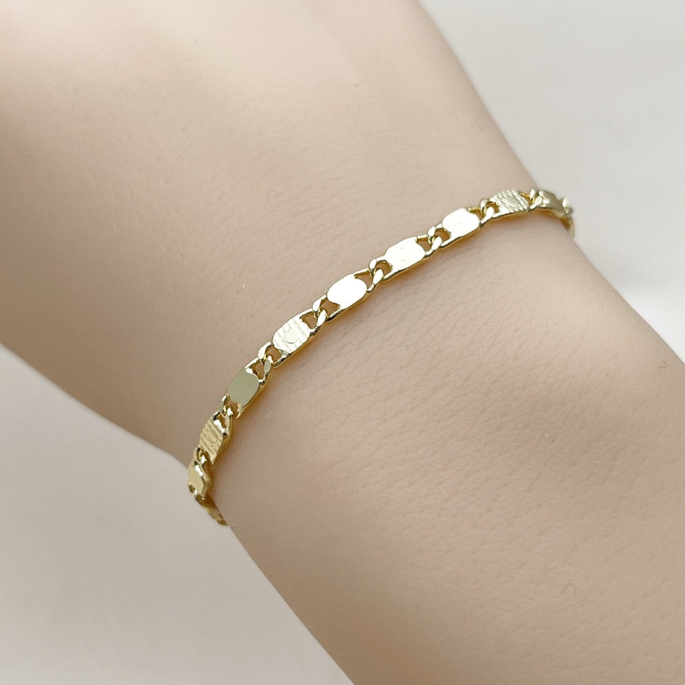 Oro Laminado Basic Bracelet, Gold Filled Style Mariner Design, Polished, Golden Finish