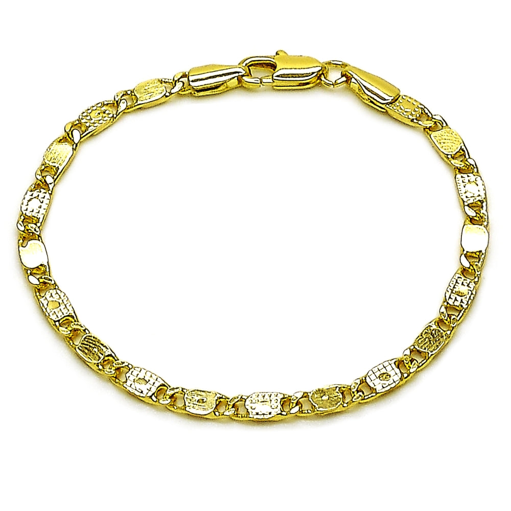 Oro Laminado Basic Bracelet, Gold Filled Style Mariner Design, Polished, Golden Finish