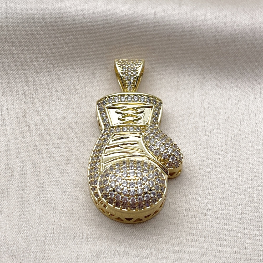 Oro Laminado Fancy Pendant, Gold Filled Style with White Cubic Zirconia, Polished, Golden Finish