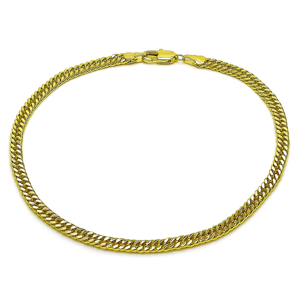 Oro Laminado Basic Anklet, Gold Filled Style Diamond Cutting Finish, Golden Finish