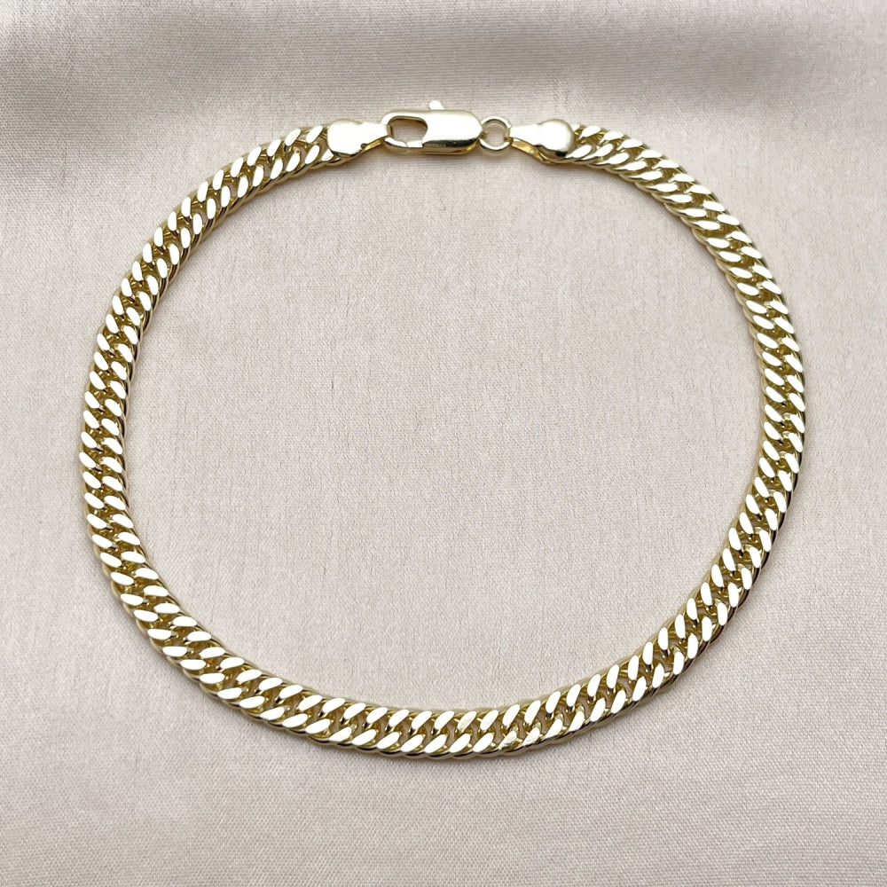 Oro Laminado Basic Anklet, Gold Filled Style Diamond Cutting Finish, Golden Finish