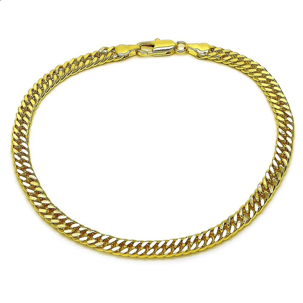 Oro Laminado Basic Anklet, Gold Filled Style Diamond Cutting Finish, Golden Finish