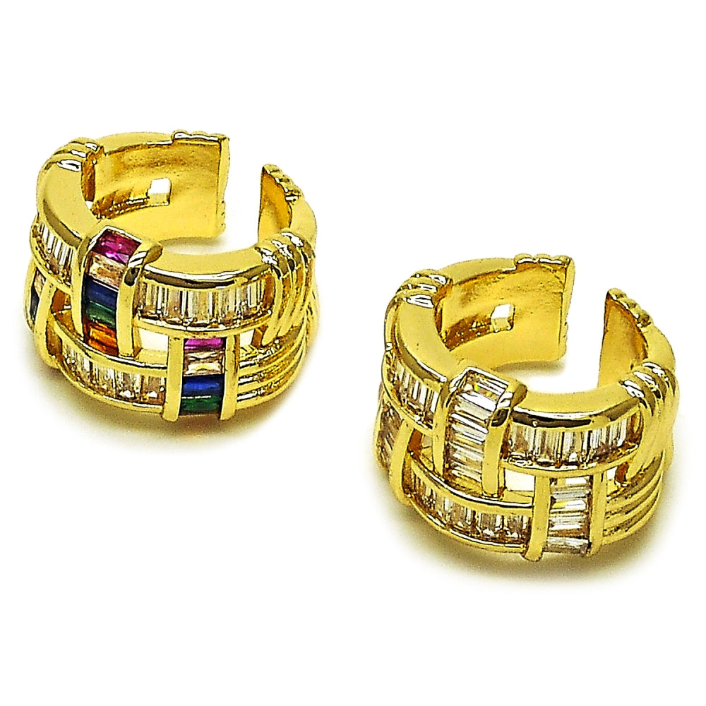 Oro Laminado Multi Stone Ring, Gold Filled Style Baguette Design, with White Cubic Zirconia, Polished, Golden Finish