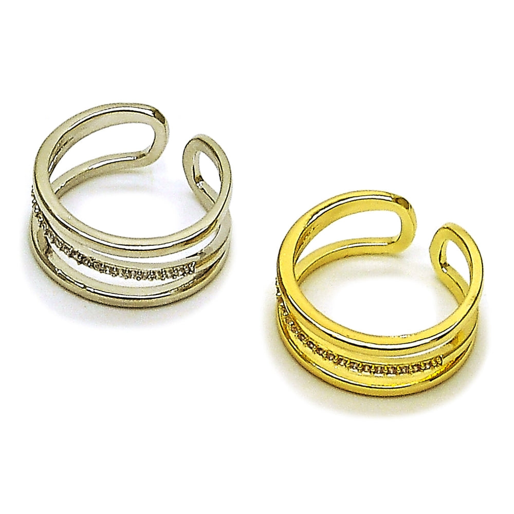 Oro Laminado Multi Stone Ring, Gold Filled Style with White Micro Pave, Polished, Golden Finish