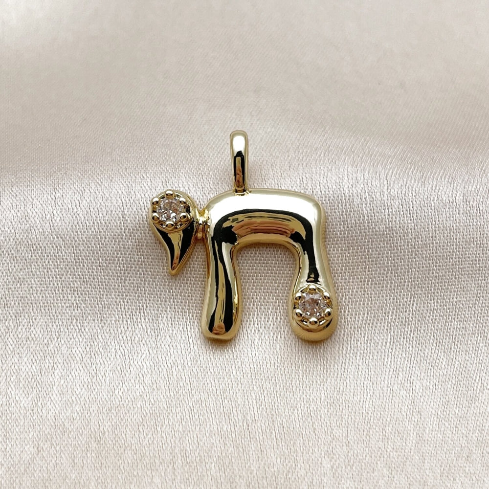 Oro Laminado Religious Pendant, Gold Filled Style Judaica Design, with White Cubic Zirconia, Polished, Golden Finish