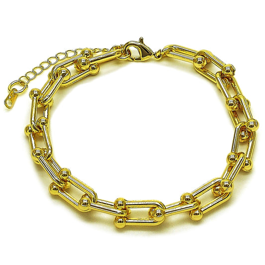 Oro Laminado Fancy Bracelet, Gold Filled Style Polished, Golden Finish
