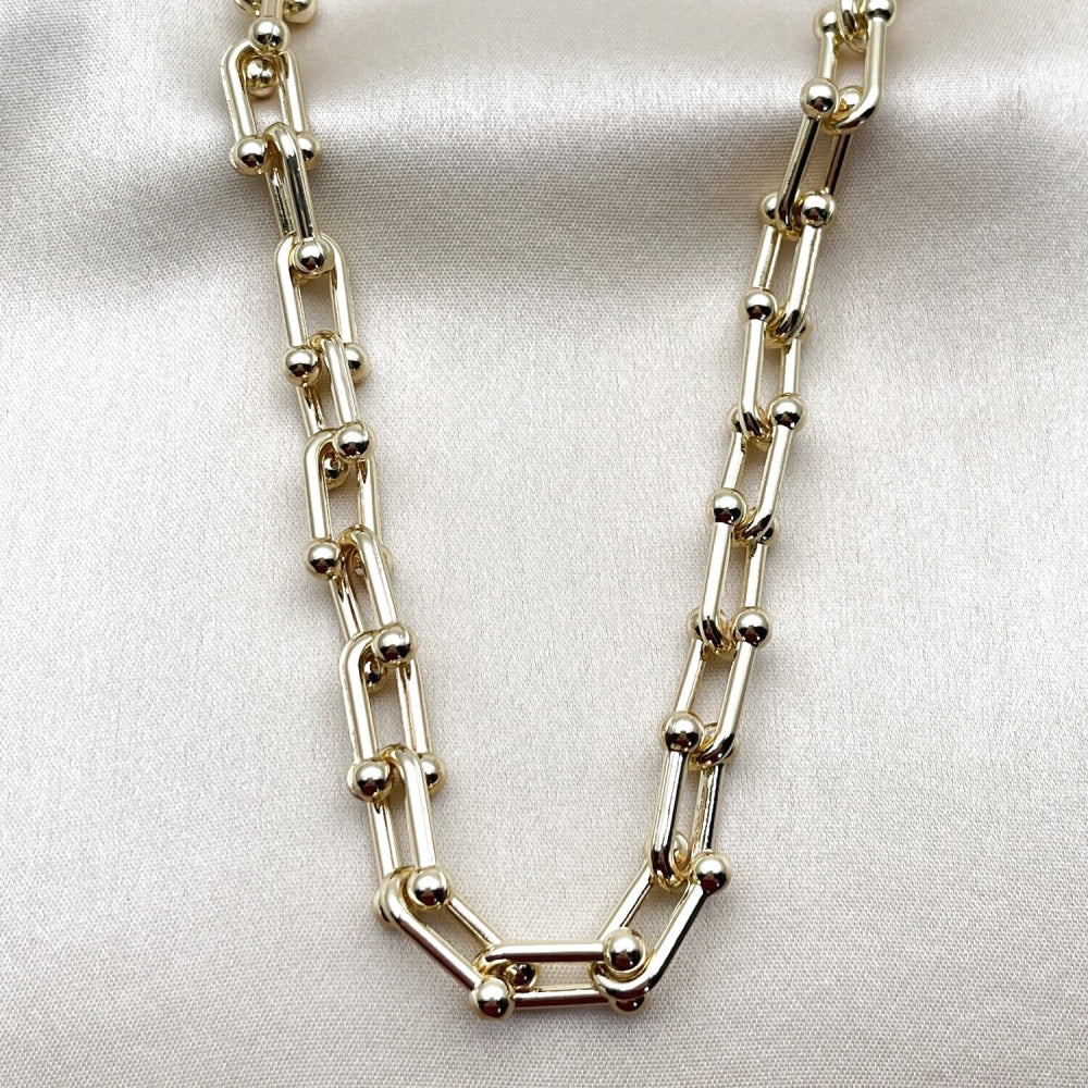 Oro Laminado Fancy Necklace, Gold Filled Style Polished, Golden Finish