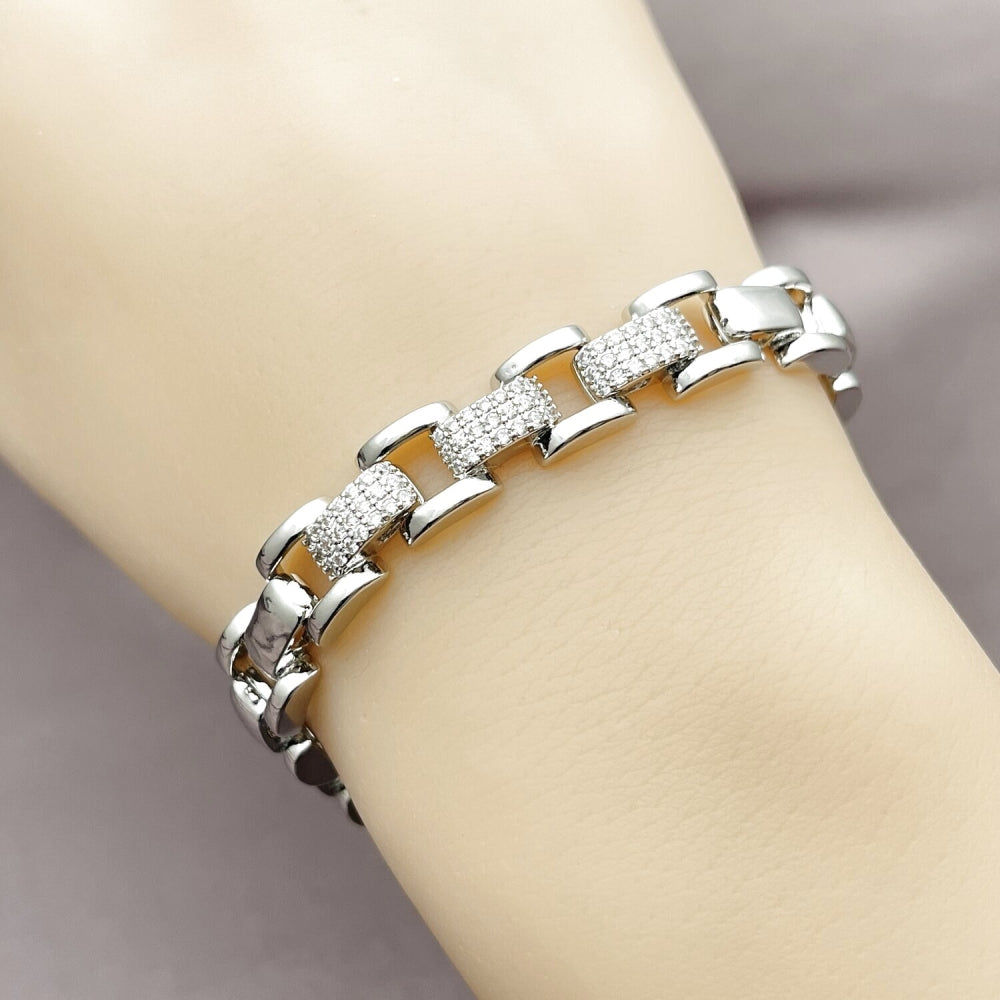 Rhodium Gold Filled Tennis Bracelet, with White Micro Pave, Polished, Rhodium Finish