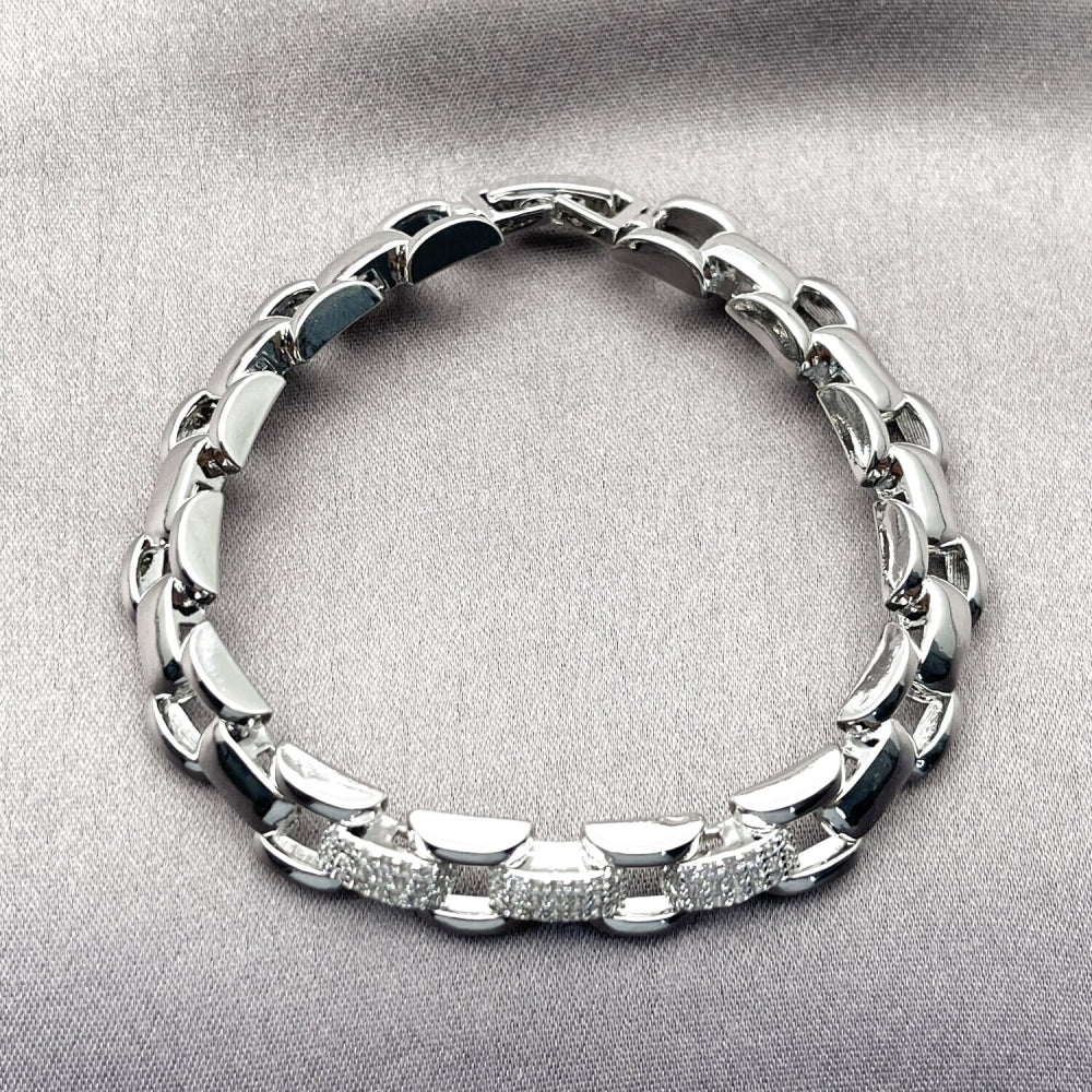 Rhodium Gold Filled Tennis Bracelet, with White Micro Pave, Polished, Rhodium Finish