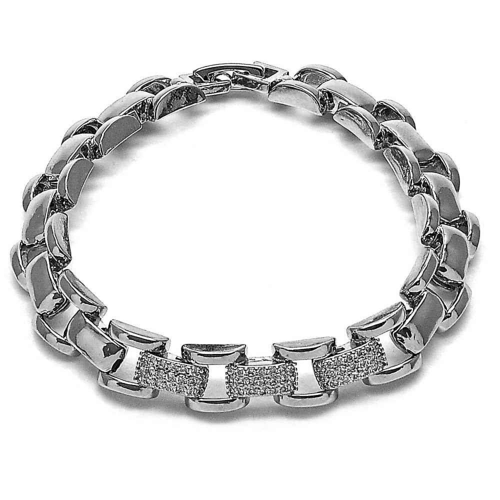 Rhodium Gold Filled Tennis Bracelet, with White Micro Pave, Polished, Rhodium Finish