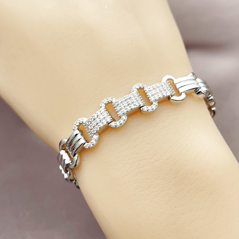 Rhodium Gold Filled Tennis Bracelet, with White Micro Pave, Polished, Rhodium Finish