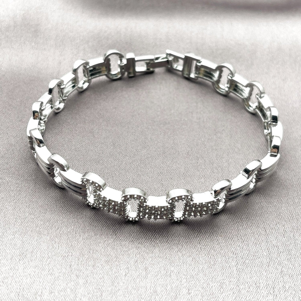 Rhodium Gold Filled Tennis Bracelet, with White Micro Pave, Polished, Rhodium Finish