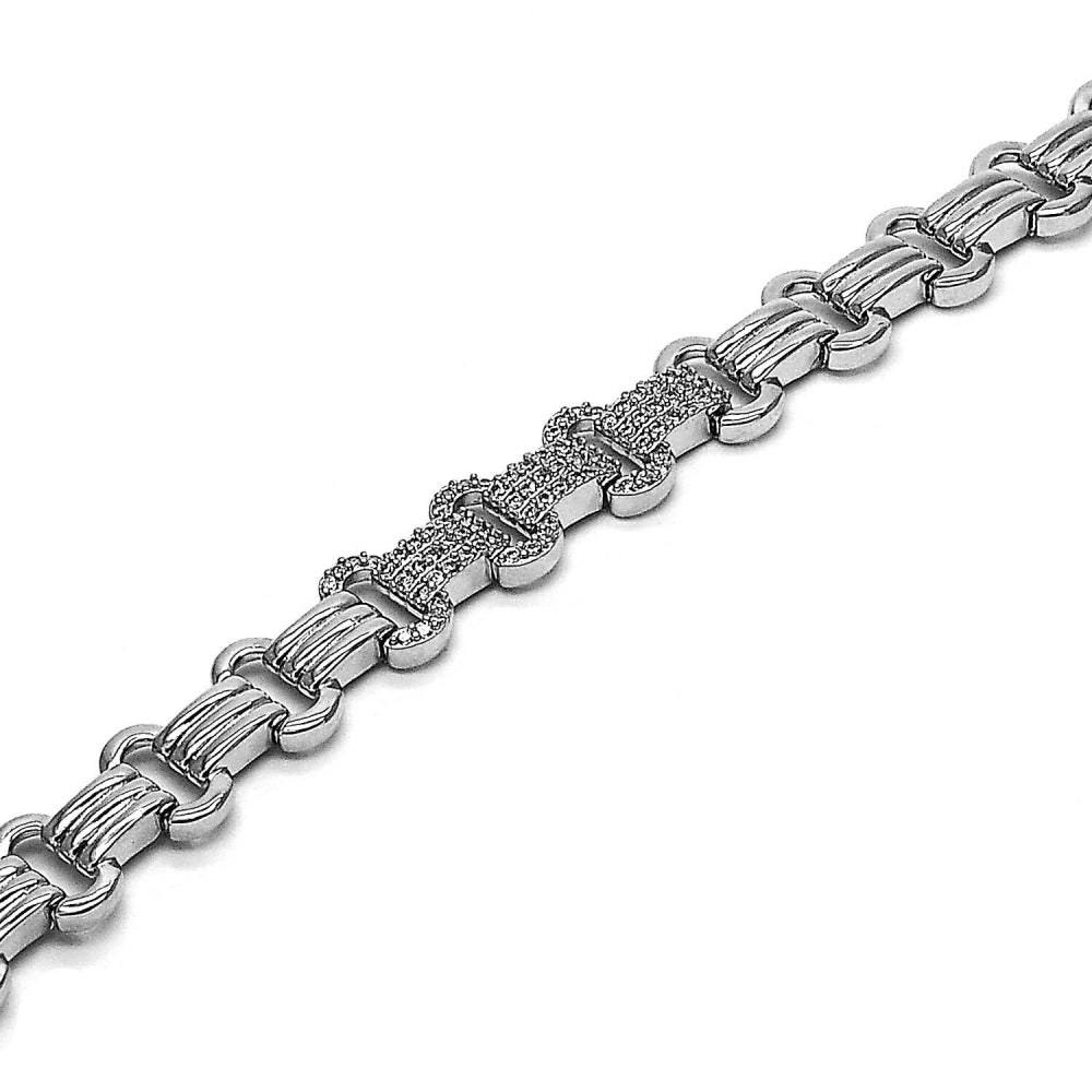 Rhodium Gold Filled Tennis Bracelet, with White Micro Pave, Polished, Rhodium Finish