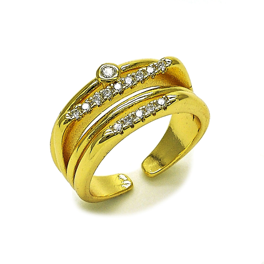 Oro Laminado Multi Stone Ring, Gold Filled Style with White Micro Pave and White Cubic Zirconia, Polished, Golden Finish
