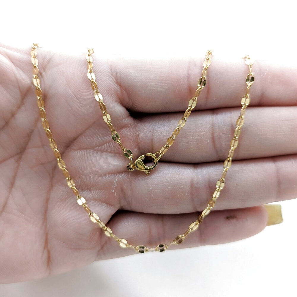 Stainless Steel Basic Necklace, Polished, Golden Finish