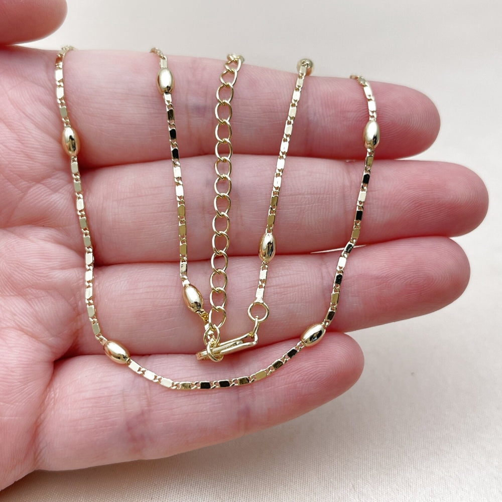 Oro Laminado Basic Necklace, Gold Filled Style Ball Design, Polished, Golden Finish