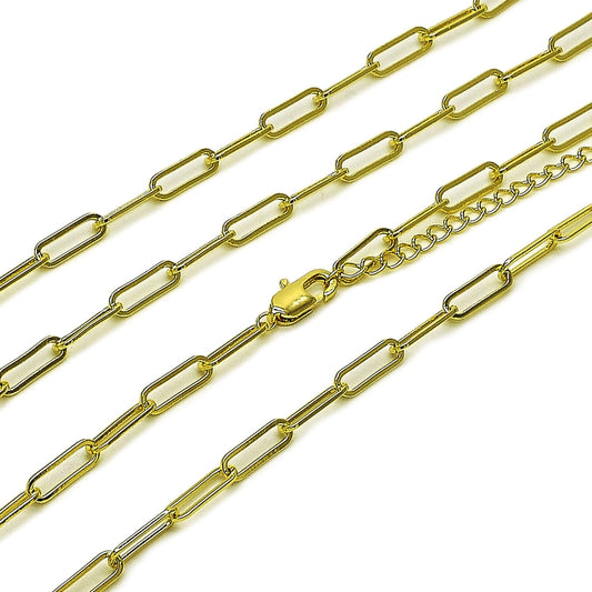 Oro Laminado Fancy Necklace, Gold Filled Style Paperclip Design, Polished, Golden Finish