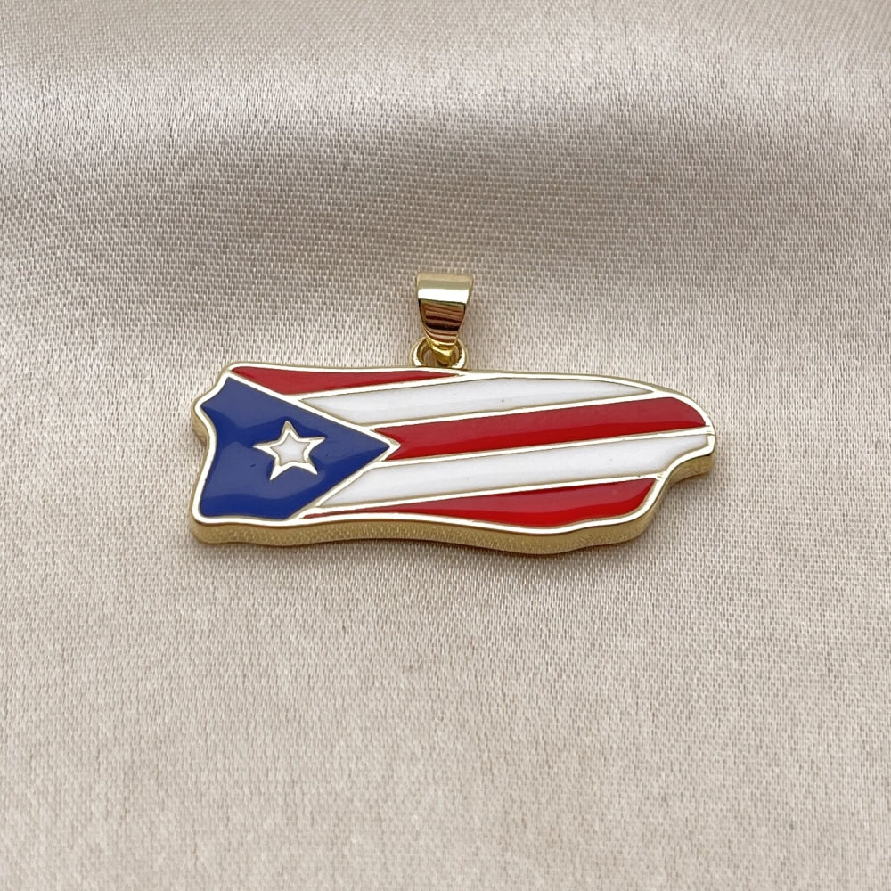 Oro Laminado Fancy Pendant, Gold Filled Style Star Design, Multicolor Enamel Finish, Golden Finish
