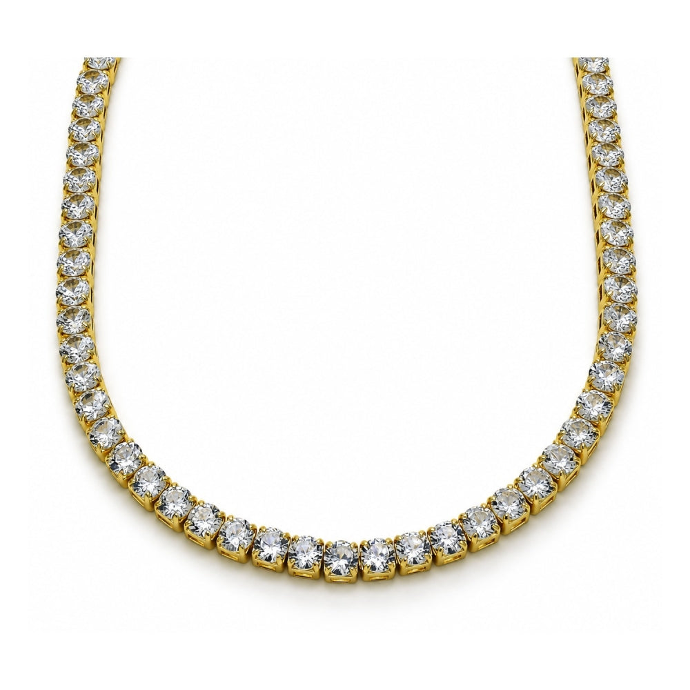Oro Laminado Fancy Necklace, Gold Filled Style with White Cubic Zirconia, Polished, Golden Finish