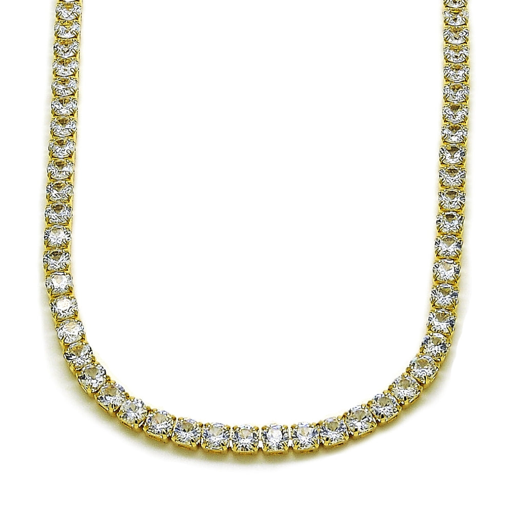 Oro Laminado Fancy Necklace, Gold Filled Style with White Cubic Zirconia, Polished, Golden Finish
