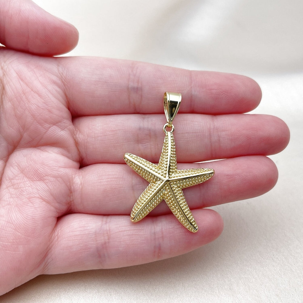 Oro Laminado Fancy Pendant, Gold Filled Style Star Design, Polished, Golden Finish