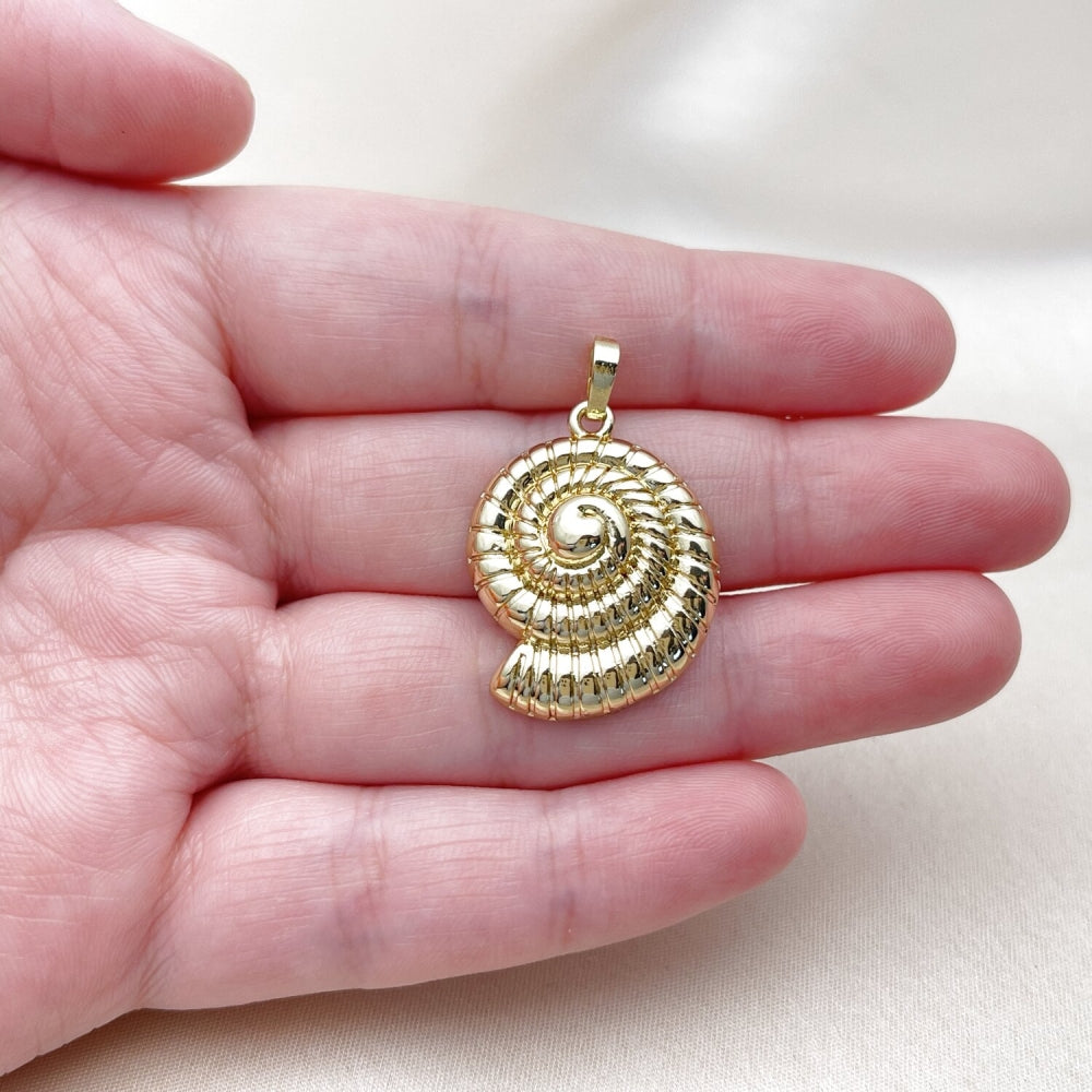 Oro Laminado Fancy Pendant, Gold Filled Style Snail Design, Polished, Golden Finish