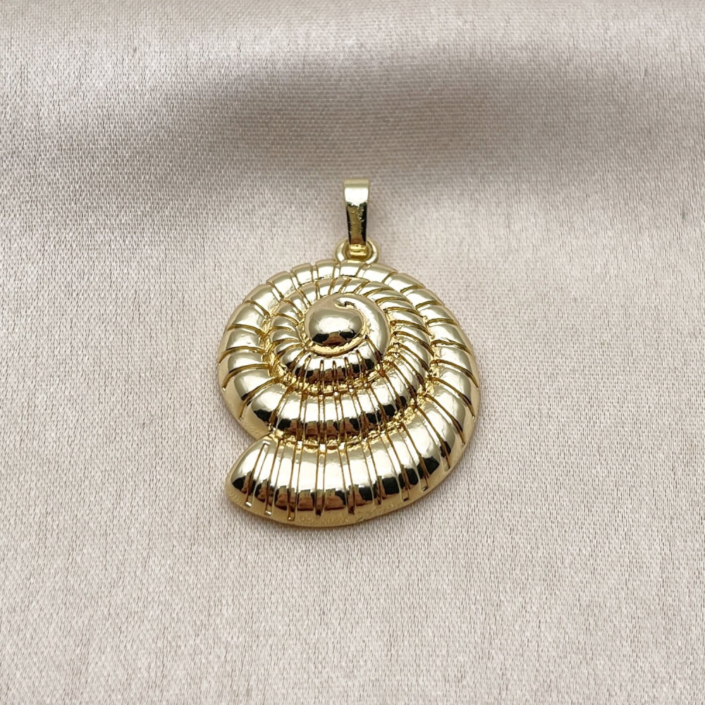 Oro Laminado Fancy Pendant, Gold Filled Style Snail Design, Polished, Golden Finish