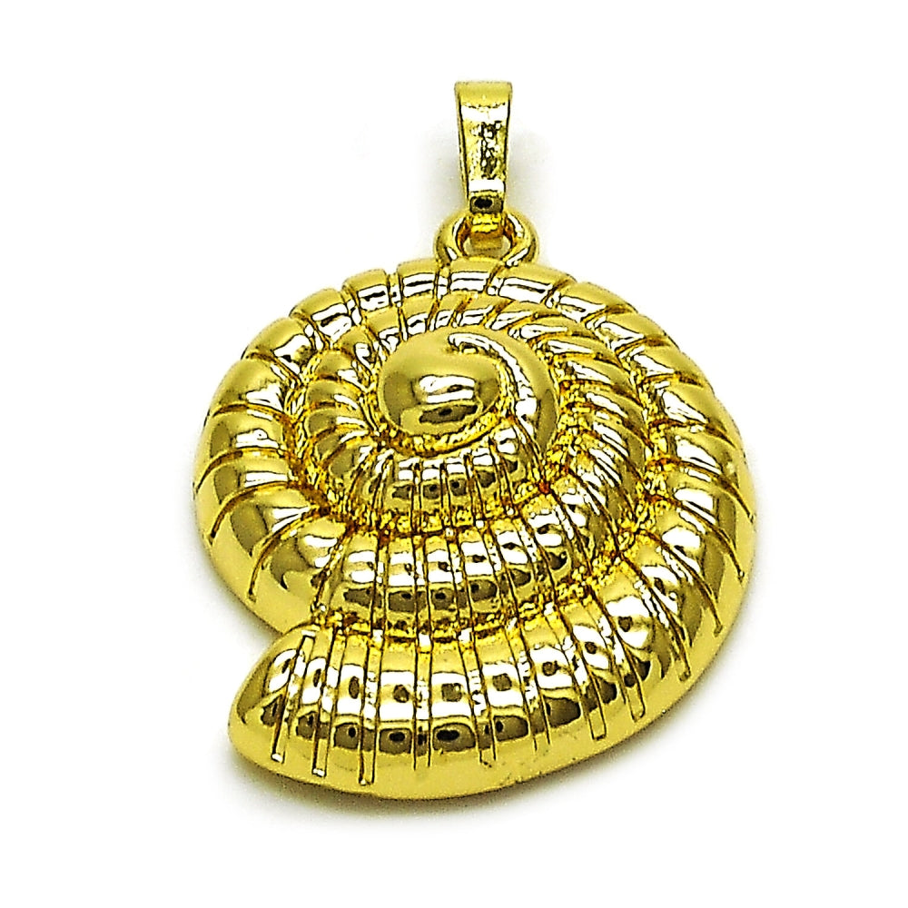 Oro Laminado Fancy Pendant, Gold Filled Style Snail Design, Polished, Golden Finish