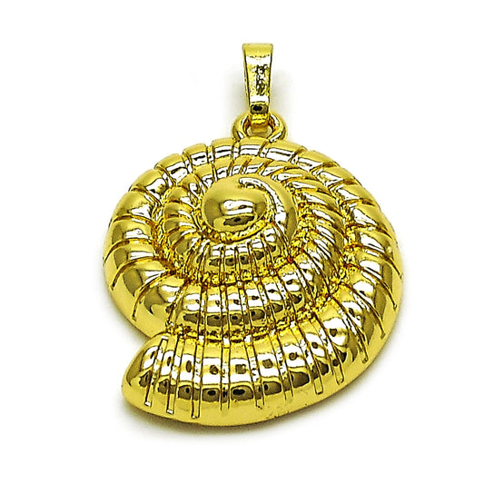 Oro Laminado Fancy Pendant, Gold Filled Style Snail Design, Polished, Golden Finish