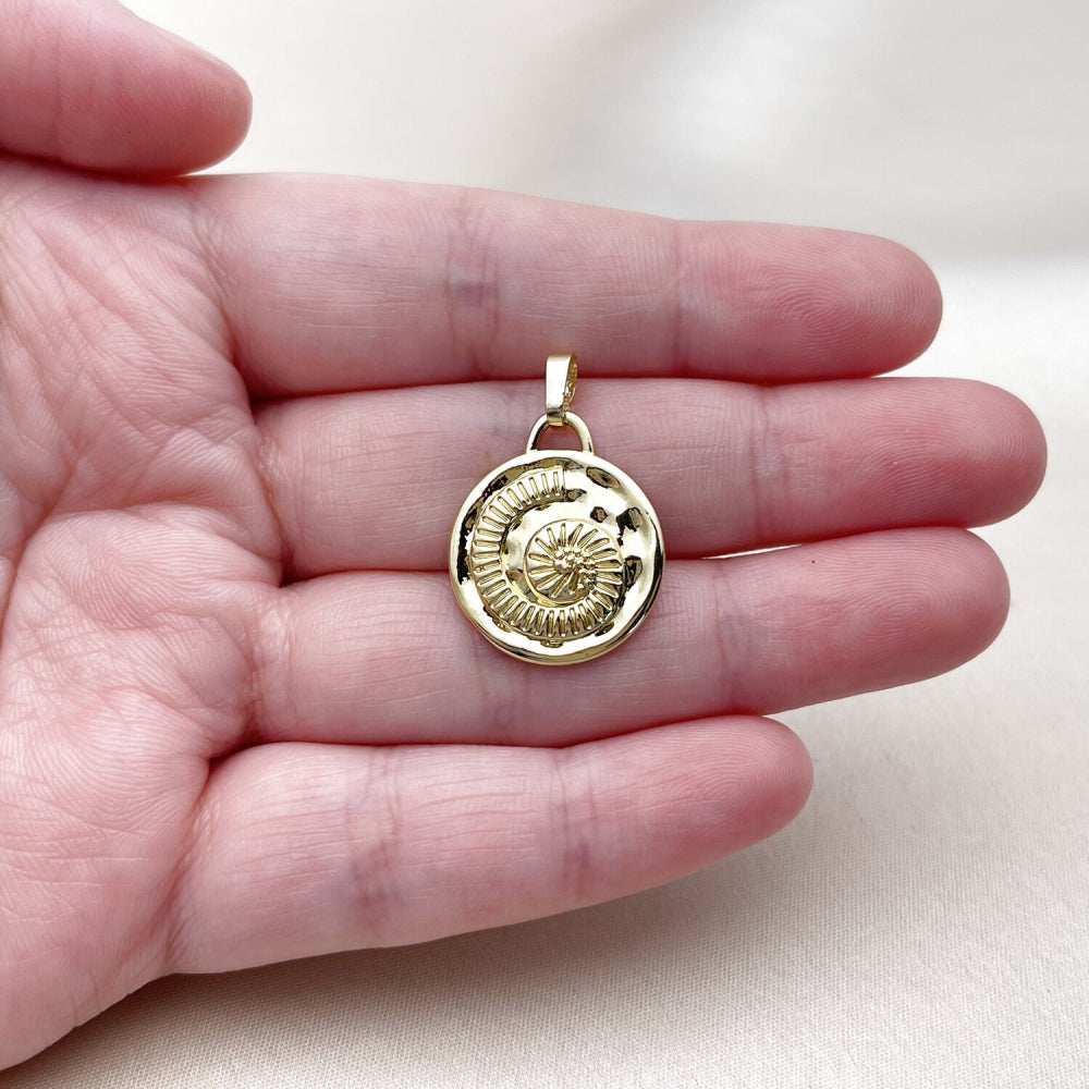Oro Laminado Fancy Pendant, Gold Filled Style Snail Design, Polished, Golden Finish