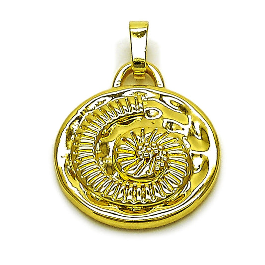Oro Laminado Fancy Pendant, Gold Filled Style Snail Design, Polished, Golden Finish